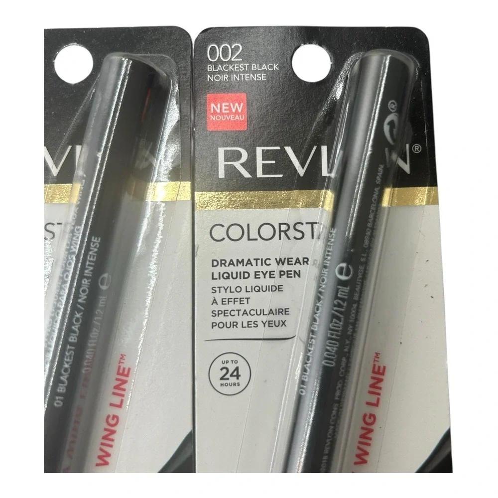 2X Revlon ColorStay Liquid Eye Pen Wing Line Angled Edge Tip 002 Blackest‎ Black